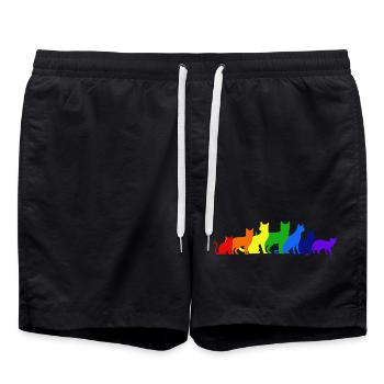 Regenbogen der Katzen - Badeshorts - Schwarz - Vorne - AI Model Male 185 light (185cm)