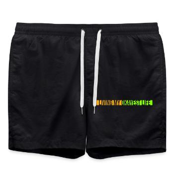 Vivre ma vie la plus correcte Drôle de dicton, médiocre - Short de bain - noir - Devant - AI Model Male 185 light (185cm)
