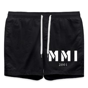 Roman numeral year of birth Made in 2001 - Swim Trunks - black - Front - AI Model Male 185 light (185cm)