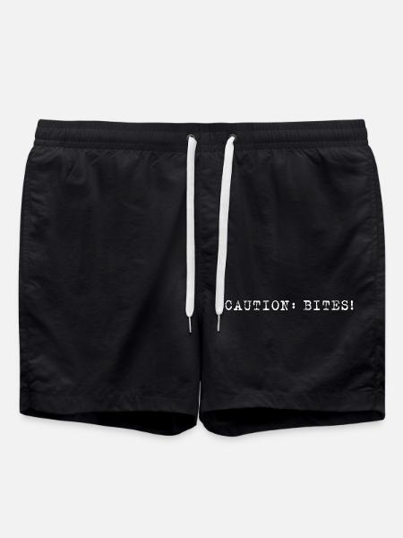 Caution: Bites! – Minimalist statement - Swim Trunks - black