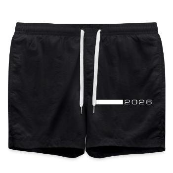2026 Jahr Strich - Badeshorts - Schwarz - Vorne - AI Model Male 185 light (185cm)