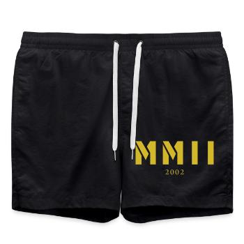 Roman numeral year of birth Made in 2002 - Swim Trunks - black - Front - AI Model Male 185 light (185cm)