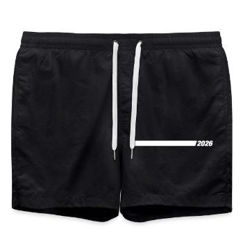 2026 Jahr Strich - Badeshorts - Schwarz - Vorne - AI Model Male 185 light (185cm)