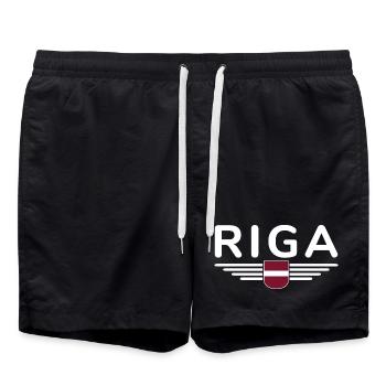 Riga T-Shirt – Hauptstadt-Liebe - Badeshorts - Schwarz - Vorne - AI Model Male 185 light (185cm)
