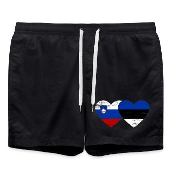 Slovénie Drapeau de l’Estonie coeur utilisé - Short de bain - noir - Devant - AI Model Male 185 light (185cm)