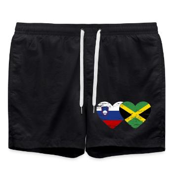 Slovénie Jamaïque drapeau coeur utilisé - Short de bain - noir - Devant - AI Model Male 185 light (185cm)