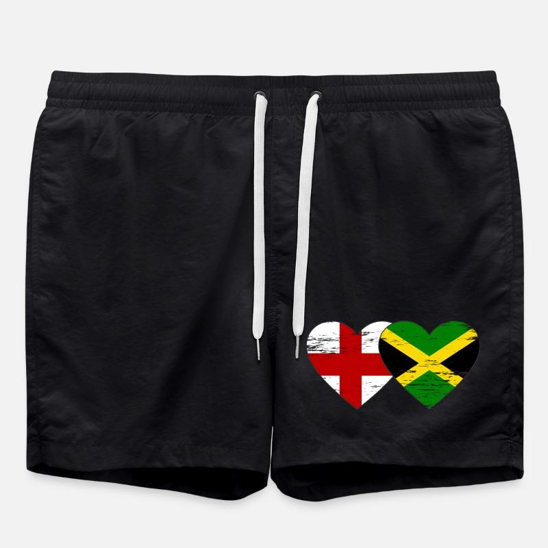Angleterre Jamaïque drapeau coeur utilisé - Short de bain - noir