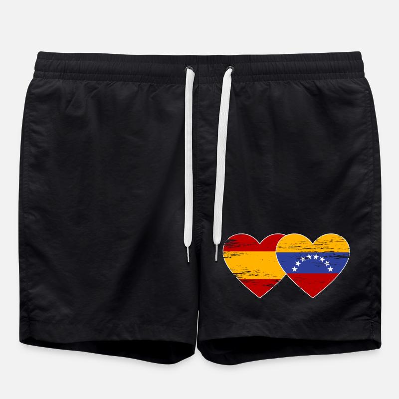 Spanien Venezuela Flagge Herz used - Badeshorts - Schwarz