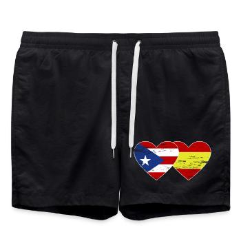 Costa Rica Spanien Flagge Herz used - Badeshorts - Schwarz - Vorne - AI Model Male 185 light (185cm)
