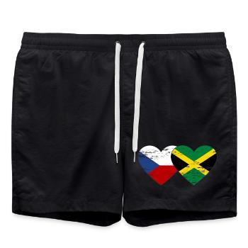 République tchèque Jamaïque Drapeau Coeur utilisé - Short de bain - noir - Devant - AI Model Male 185 light (185cm)