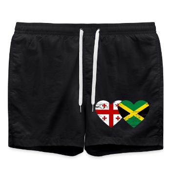 Géorgie Jamaïque drapeau coeur utilisé - Short de bain - noir - Devant - AI Model Male 185 light (185cm)