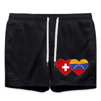 Suisse Venezuela drapeau coeur utilisé - Short de bain - noir - Devant - AI Model Male 185 light (185cm)