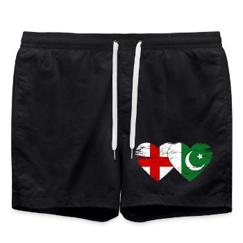 Angleterre Pakistan Drapeau Coeur - Short de bain - noir - Devant - AI Model Male 185 light (185cm)