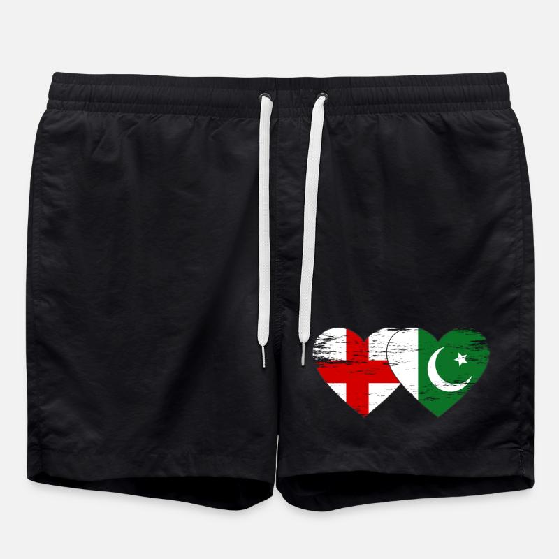 Angleterre Pakistan Drapeau Coeur - Short de bain - noir