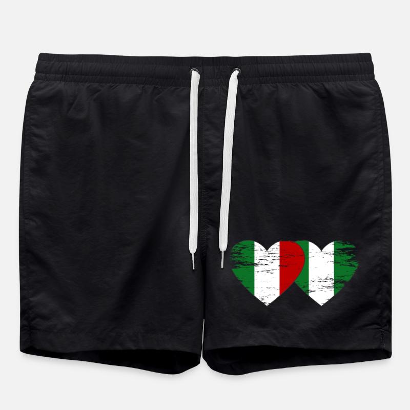 Italie Nigeria drapeau coeur utilisé - Short de bain - noir
