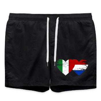 Italien Holland Flagge Herz used - Badeshorts - Schwarz - Vorne - AI Model Male 185 light (185cm)