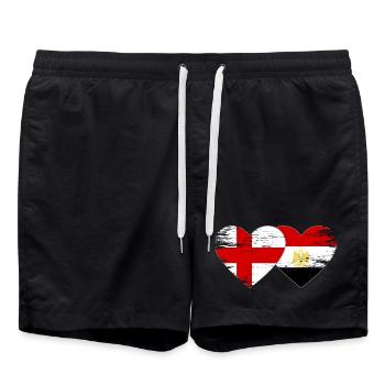 Angleterre Egypte Drapeau Mains Coeur Forme Utilisé - Short de bain - noir - Devant - AI Model Male 185 light (185cm)