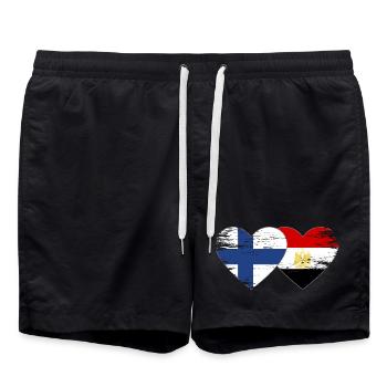 Finnland Ägypten Flagge Hände Herzform used - Badeshorts - Schwarz - Vorne - AI Model Male 185 light (185cm)