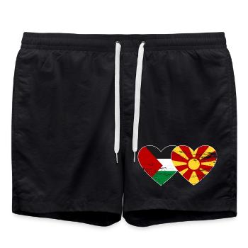 Drapeau de la Palestine et de la Macédoine utilisé - Short de bain - noir - Devant - AI Model Male 185 light (185cm)