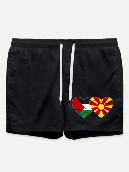 Palestine Macedonia flag used - Swim Trunks - black