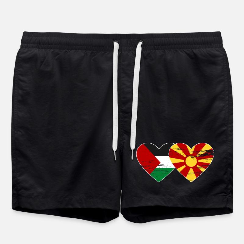 Palestine Macedonia flag used - Swim Trunks - black