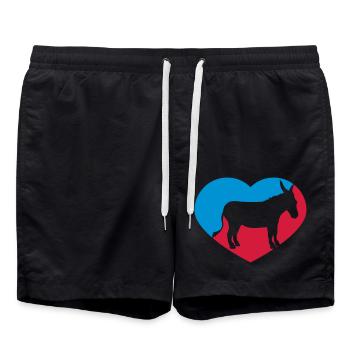 coeur j'aime amour âne cheval poney petit packelsel l - Short de bain - noir - Devant - AI Model Male 185 light (185cm)