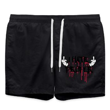 cool je déteste les gens texte graffiti spray gouttes blu - Short de bain - noir - Devant - AI Model Male 185 light (185cm)