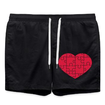 puzzle coeur d'amour j'aime le motif beaucoup puzzlestueck - Short de bain - noir - Devant - AI Model Male 185 light (185cm)