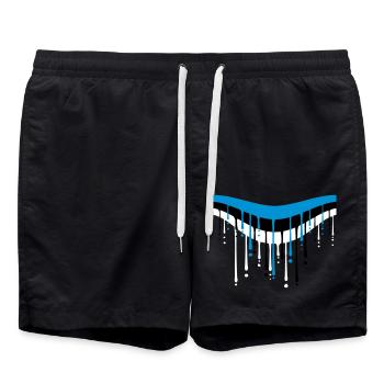 Pinceau graffiti blanc noir bleu Estonie - Short de bain - noir - Devant - AI Model Male 185 light (185cm)