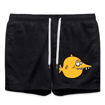 thick round funny comic fish - Swim Trunks - black - Front - AI Model Male 185 light (185cm)