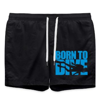 logo plongeur sportif né pour plonger club amusant sous - Short de bain - noir - Devant - AI Model Male 185 light (185cm)