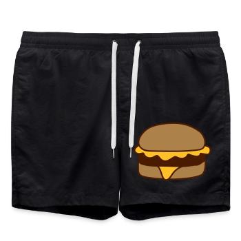 cheeseburger hamburger délicieux fast food nourriture suspendu - Short de bain - noir - Devant - AI Model Male 185 light (185cm)