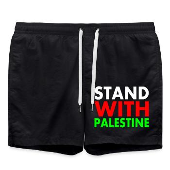 Stand with palestine - Badeshorts - Schwarz - Vorne - AI Model Male 185 light (185cm)