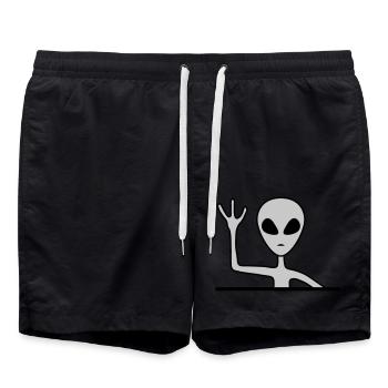 Vagues extraterrestres mâles grises - Short de bain - noir - Devant - AI Model Male 185 light (185cm)