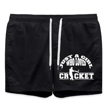 Cricket Girl Saying Cricket Fan Cricket Ladies - Swim Trunks - black - Front - AI Model Male 185 light (185cm)