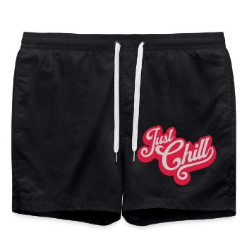 Just Chill Text Logo - Swim Trunks - black - Front - AI Model Male 185 light (185cm)