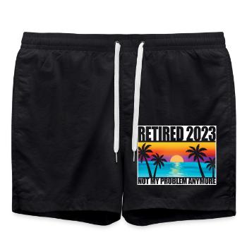 Retired 2023 Retirement Gift For Men & Women Funny - Swim Trunks - black - Front - AI Model Male 185 light (185cm)
