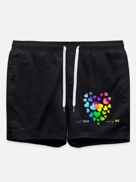 marry wedding engagement - Swim Trunks - black