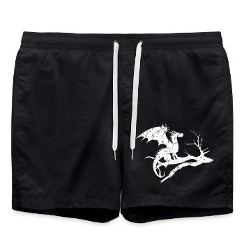 drache design silhouette toter baum - Badeshorts - Schwarz - Vorne - AI Model Male 185 light (185cm)