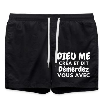 dieu me créa et dit démerdez vous avec 2 - Short de bain - noir - Devant - AI Model Male 185 light (185cm)