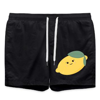 Süße Zitrone Kawaii - Badeshorts - Schwarz - Vorne - AI Model Male 185 light (185cm)