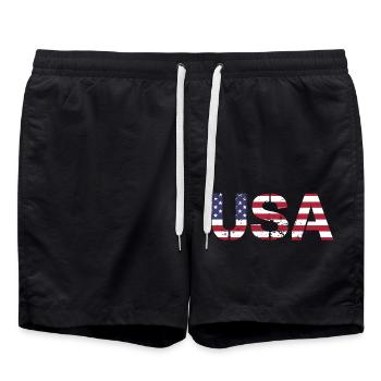 Les États-Unis aux couleurs du drapeau américain drapeau - Short de bain - noir - Devant - AI Model Male 185 light (185cm)