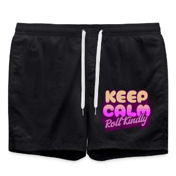 Keep Calm Roll Kindly - Swim Trunks - black - Front - AI Model Male 185 light (185cm)