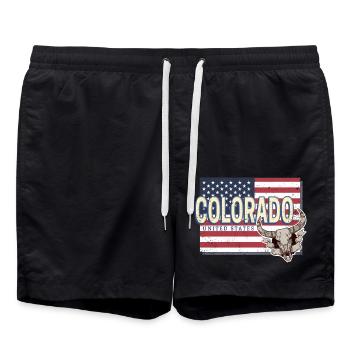Colorado United States Retro Map United States - Swim Trunks - black - Front - AI Model Male 185 light (185cm)