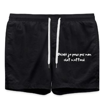 Sorry I can't my cat is waiting for me. Cat's Head - Swim Trunks - black - Front - AI Model Male 185 light (185cm)