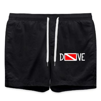 Dive Diver Down Flag Scuba Diving Taucher Tauchen - Swim Trunks - black - Front - AI Model Male 185 light (185cm)