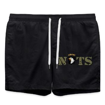 AVM Bastogne NUTS Battle Bulge Battered Bastards - Badeshorts - Schwarz - Vorne - AI Model Male 185 light (185cm)
