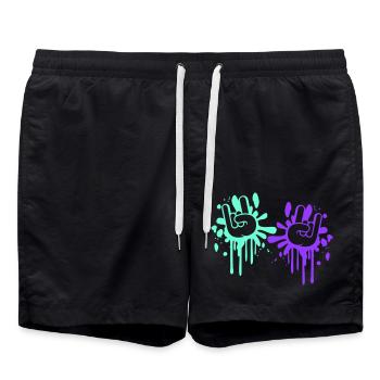 2 Heavy Metal Hard Rock Graffiti Cornes Gestes de la main - Short de bain - noir - Devant - AI Model Male 185 light (185cm)
