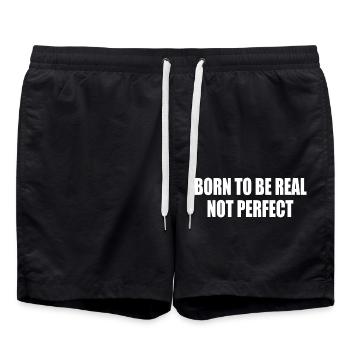 born to be real not perfect - Badeshorts - Schwarz - Vorne - AI Model Male 185 light (185cm)