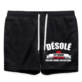 Sorry, dieser Mann ist schon vergeben - Badeshorts - Schwarz - Vorne - AI Model Male 185 light (185cm)